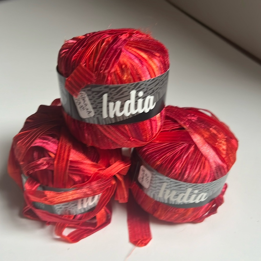 Lana Grossa ribbon  knitting yarn INDIA - 3 balls